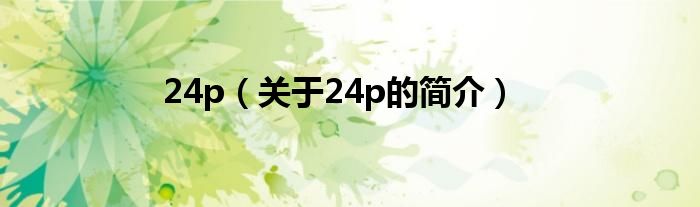 24p（关于24p的简介）