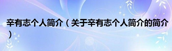 辛有志个人简介（关于辛有志个人简介的简介）