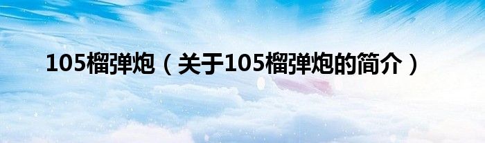 105榴弹炮（关于105榴弹炮的简介）