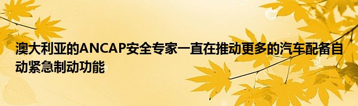 澳大利亚的ANCAP安全专家一直在推动更多的汽车配备自动紧急制动功能