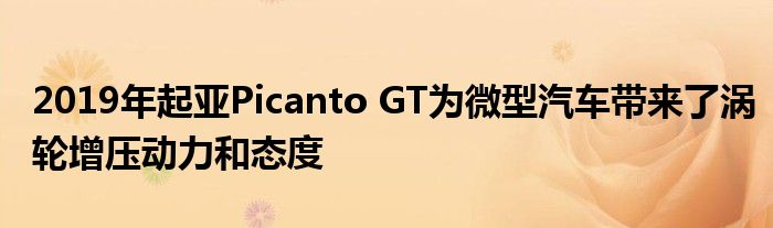 2019年起亚Picanto GT为微型汽车带来了涡轮增压动力和态度