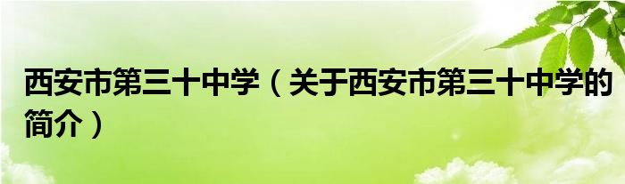 西安市第三十中学（关于西安市第三十中学的简介）