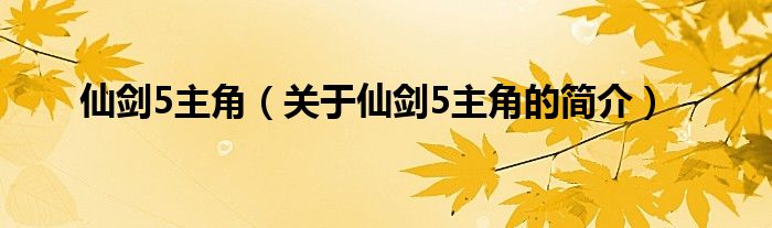 仙剑5主角（关于仙剑5主角的简介）