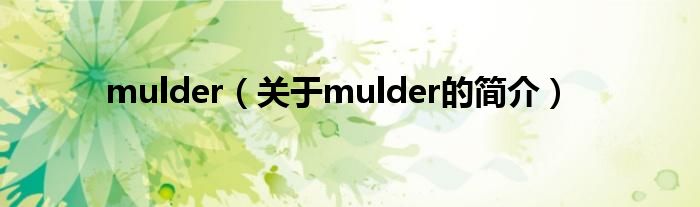 mulder（关于mulder的简介）