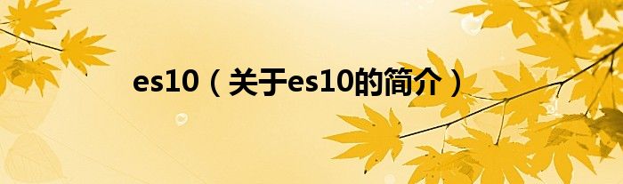 es10（关于es10的简介）