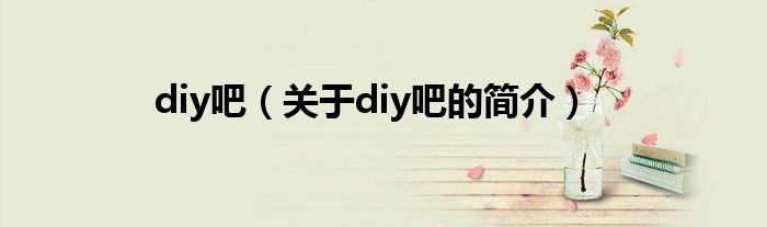 diy吧（关于diy吧的简介）