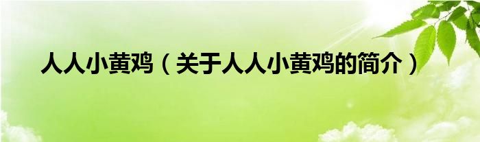 人人小黄鸡（关于人人小黄鸡的简介）