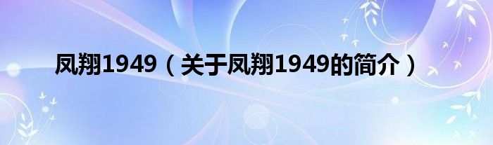 凤翔1949（关于凤翔1949的简介）