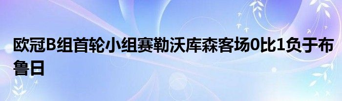 欧冠B组首轮小组赛勒沃库森客场0比1负于布鲁日