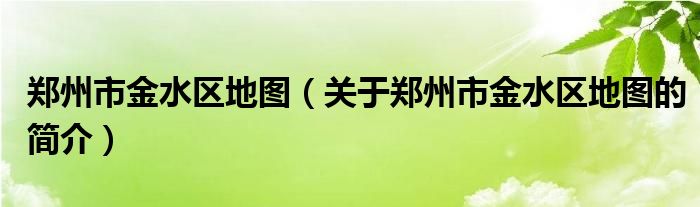 郑州市金水区地图（关于郑州市金水区地图的简介）