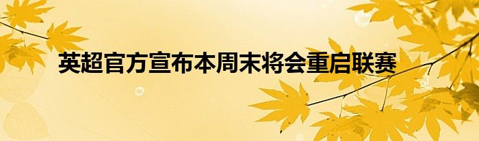 英超官方宣布本周末将会重启联赛