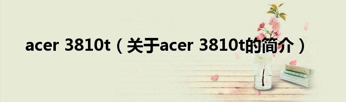 acer 3810t（关于acer 3810t的简介）