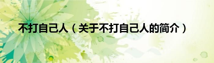 不打自己人（关于不打自己人的简介）