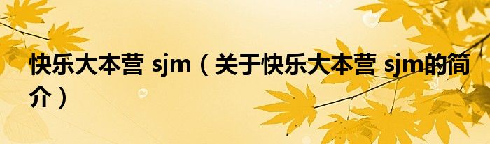 快乐大本营 sjm（关于快乐大本营 sjm的简介）