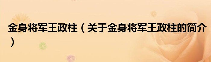 金身将军王政柱（关于金身将军王政柱的简介）