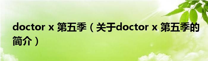 doctor x 第五季（关于doctor x 第五季的简介）