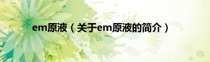 em原液（关于em原液的简介）