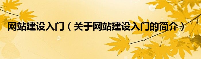 网站建设入门（关于网站建设入门的简介）