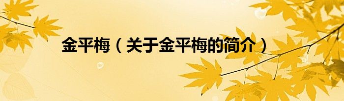 金平梅（关于金平梅的简介）