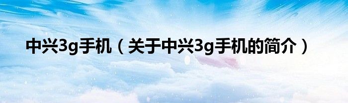 中兴3g手机（关于中兴3g手机的简介）