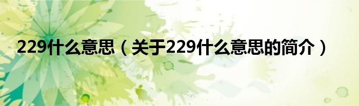 229什么意思（关于229什么意思的简介）