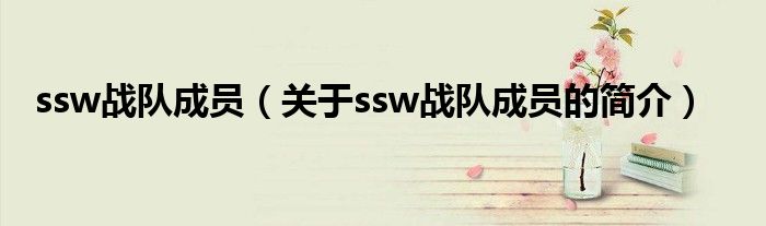 ssw战队成员（关于ssw战队成员的简介）