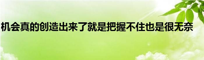 机会真的创造出来了就是把握不住也是很无奈