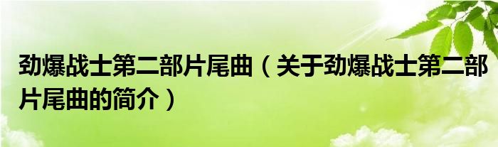 劲爆战士第二部片尾曲（关于劲爆战士第二部片尾曲的简介）