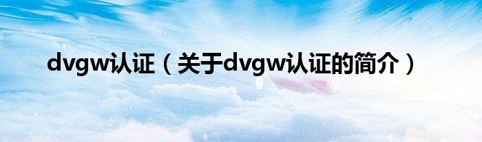 dvgw认证（关于dvgw认证的简介）