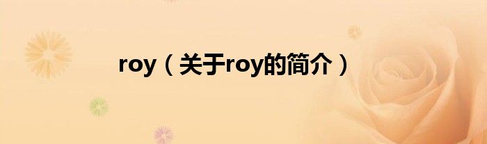 roy（关于roy的简介）