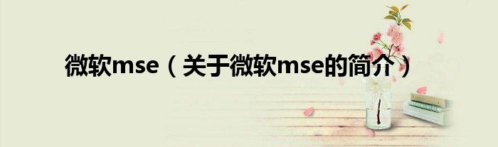 微软mse（关于微软mse的简介）