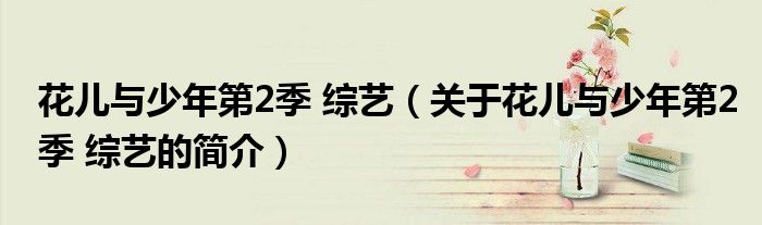 花儿与少年第2季 综艺（关于花儿与少年第2季 综艺的简介）