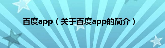 百度app（关于百度app的简介）