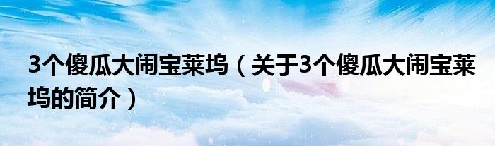 3个傻瓜大闹宝莱坞（关于3个傻瓜大闹宝莱坞的简介）