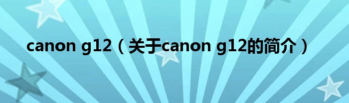 canon g12（关于canon g12的简介）
