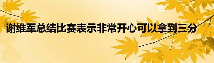 谢维军总结比赛表示非常开心可以拿到三分