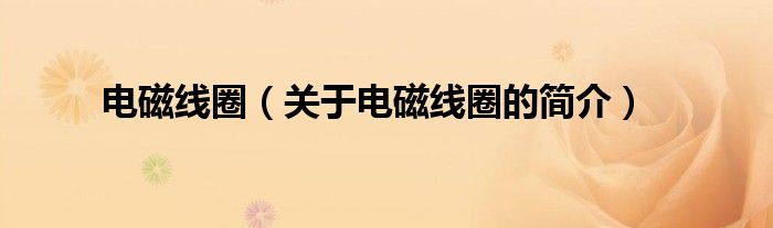电磁线圈（关于电磁线圈的简介）