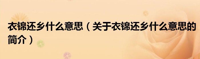 衣锦还乡什么意思（关于衣锦还乡什么意思的简介）
