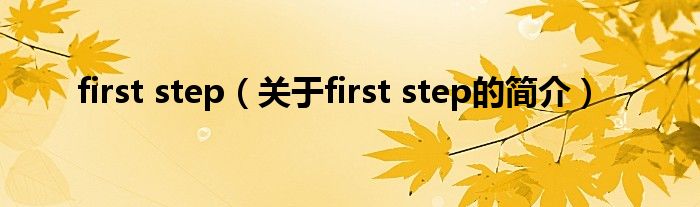 first step（关于first step的简介）