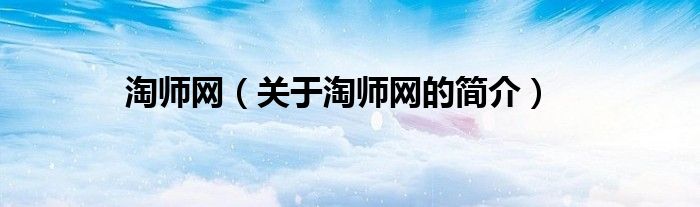 淘师网（关于淘师网的简介）