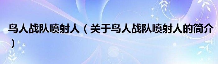 鸟人战队喷射人（关于鸟人战队喷射人的简介）