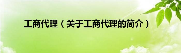 工商代理（关于工商代理的简介）