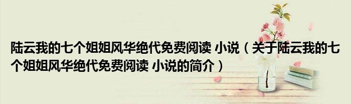 陆云我的七个姐姐风华绝代免费阅读 小说（关于陆云我的七个姐姐风华绝代免费阅读 小说的简介）