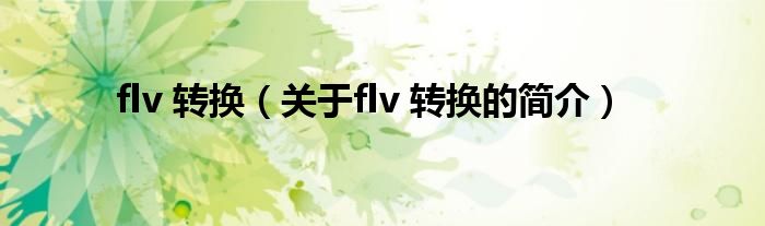 flv 转换（关于flv 转换的简介）