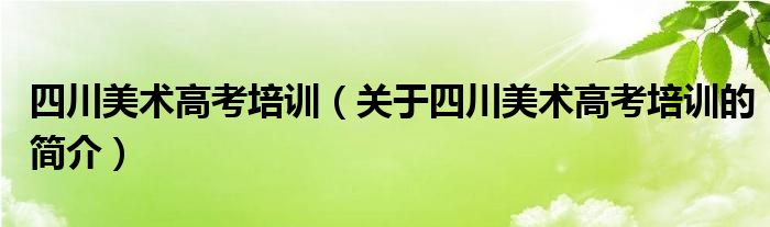 四川美术高考培训（关于四川美术高考培训的简介）