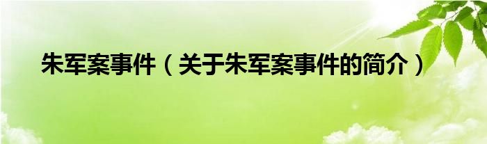 朱军案事件（关于朱军案事件的简介）