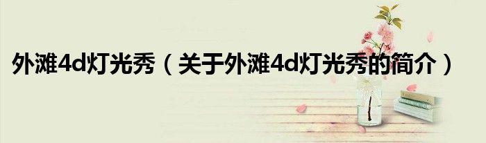 外滩4d灯光秀（关于外滩4d灯光秀的简介）