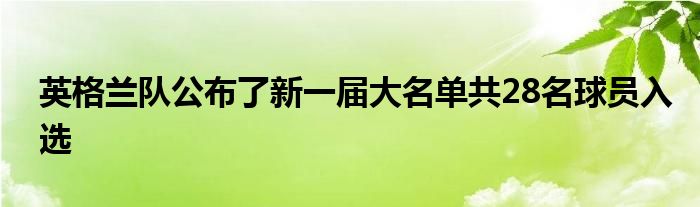 英格兰队公布了新一届大名单共28名球员入选