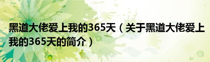 黑道大佬爱上我的365天（关于黑道大佬爱上我的365天的简介）