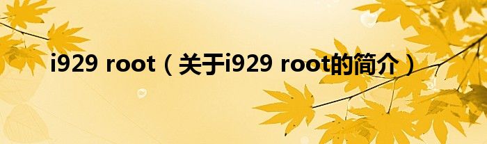 i929 root（关于i929 root的简介）